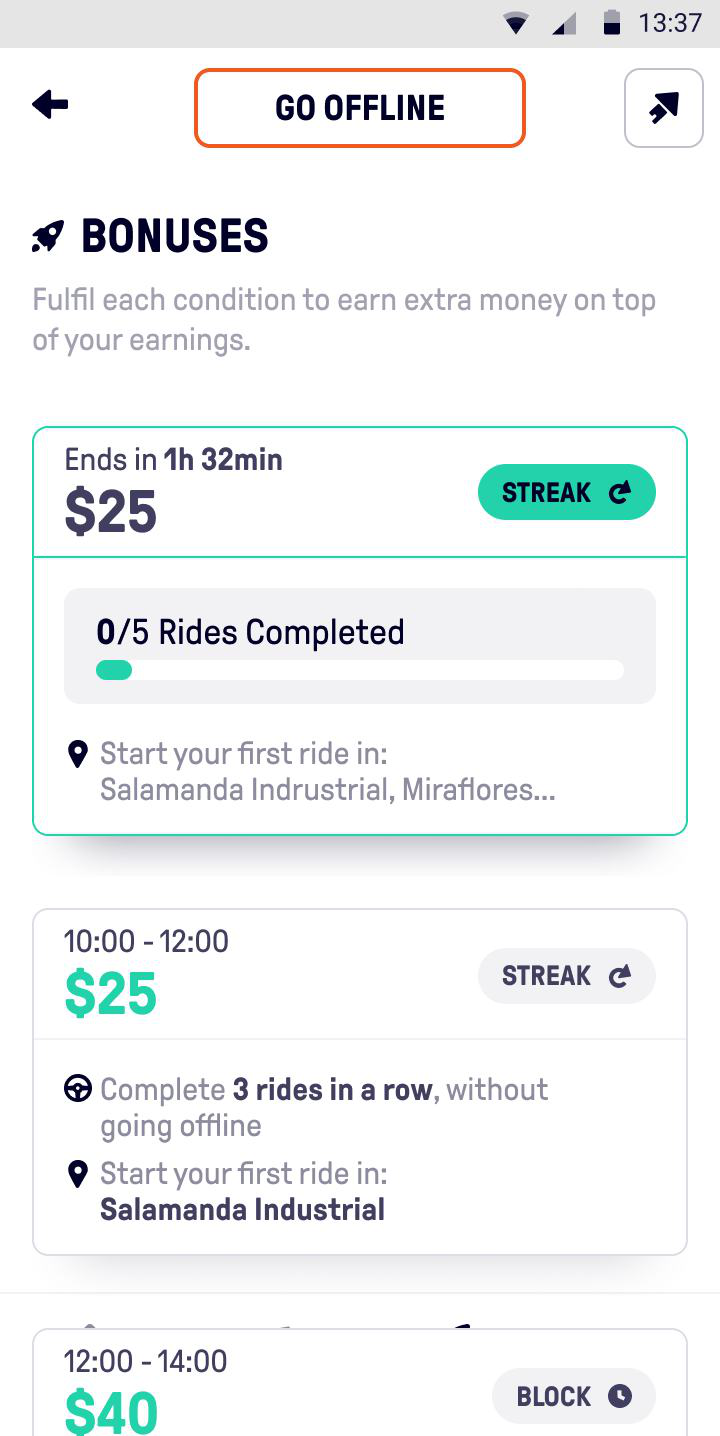 Bonuses tab — active streak Incentive with live progress